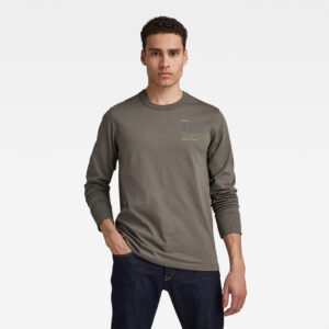 G-STAR T-shirt - Big back graphic r t ls grey