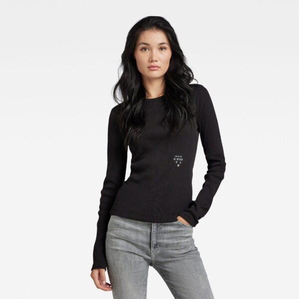 G-STAR T-shirt - Slim rib boatneck ls wmn black