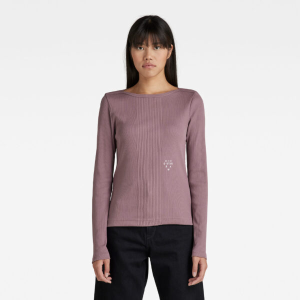 G-STAR T-shirt - Slim rib boatneck ls wmn purple G-STAR T-shirt - Slim rib boatneck ls wmn purple