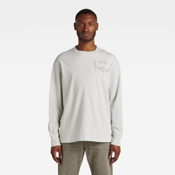 G-STAR T-shirt - Typeface back gr boxes r ls grey