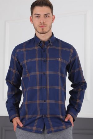G656 DEWBERRY MEN'S SHIRT-NAVY-BROWN G656 DEWBERRY MEN'S SHIRT-NAVY-BROWN