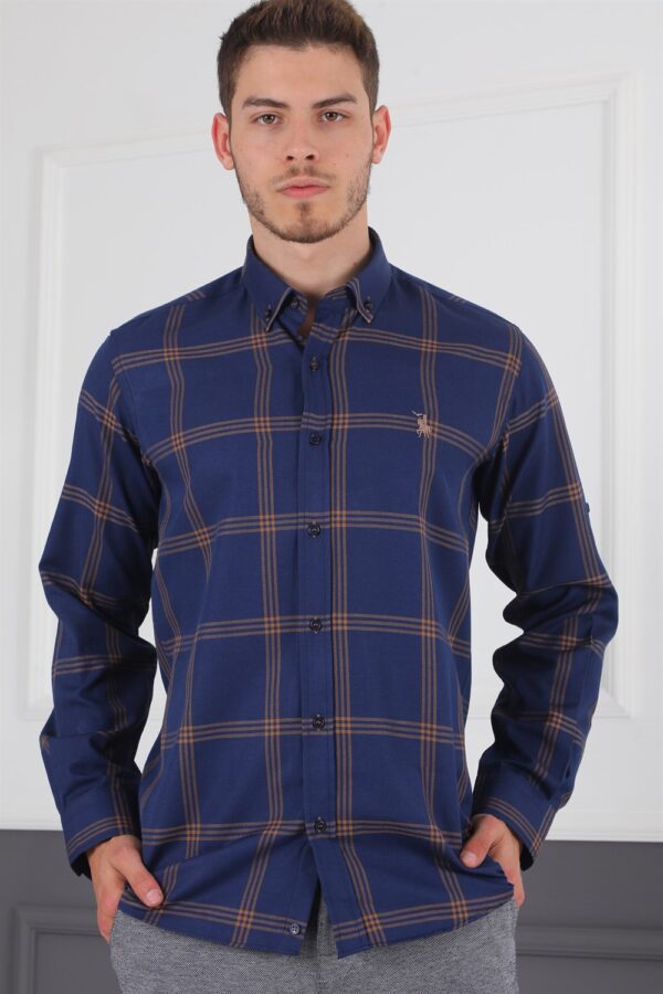 G656 DEWBERRY MEN'S SHIRT-NAVY-BROWN