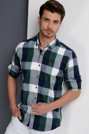 G662 DEWBERRY MEN'S SHIRT-NAVY-GREEN-GREEN