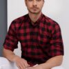 G665 DEWBERRY MEN'S SHIRT-BLACK-BURGUNDY