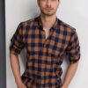 G665 DEWBERRY MEN'S SHIRT-NAVY-BROWN