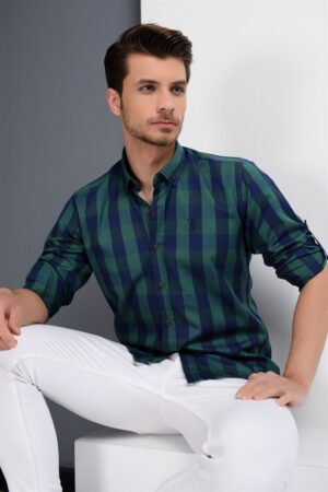 G665 DEWBERRY MEN'S SHIRT-NAVY-GREEN