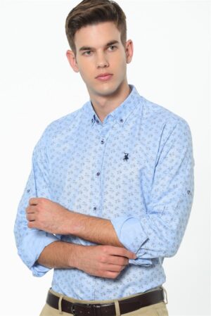 G686 DEWBERRY MEN'S SHIRT-BLUE