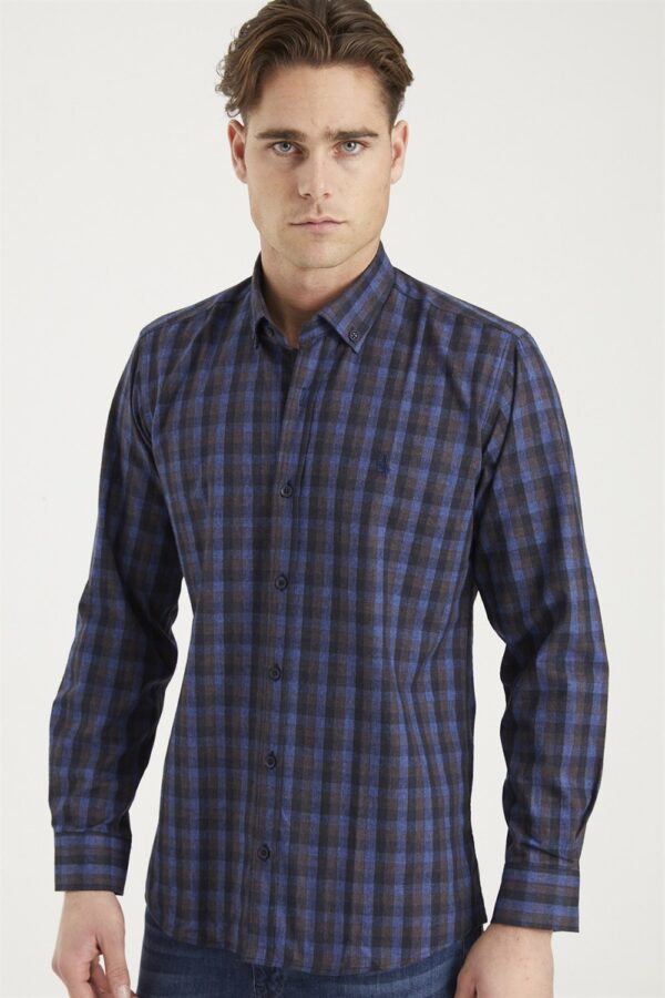 G703 DEWBERRY MEN'S SHIRT-NAVY-BROWN