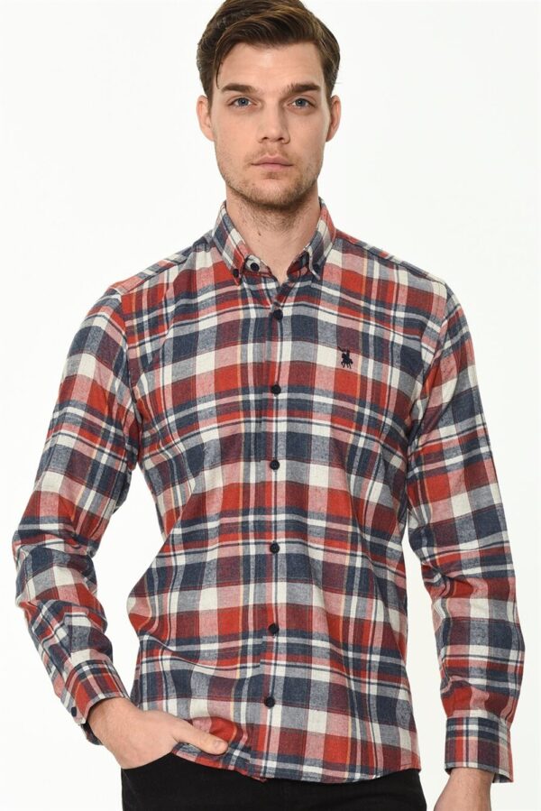 G704 DEWBERRY MEN'S SHIRT-NAVY-RED