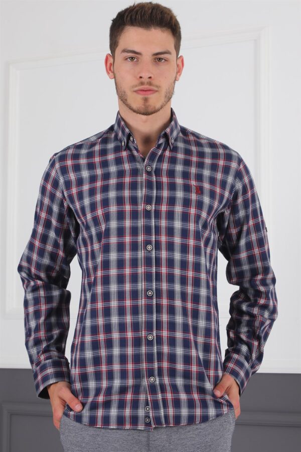 G718 DERBERRY MEN'S SHIRT-NAVY-BURGUNDY