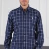 G719 DEWBERRY MEN'S SHIRT-NAVY BLUE - WHITE