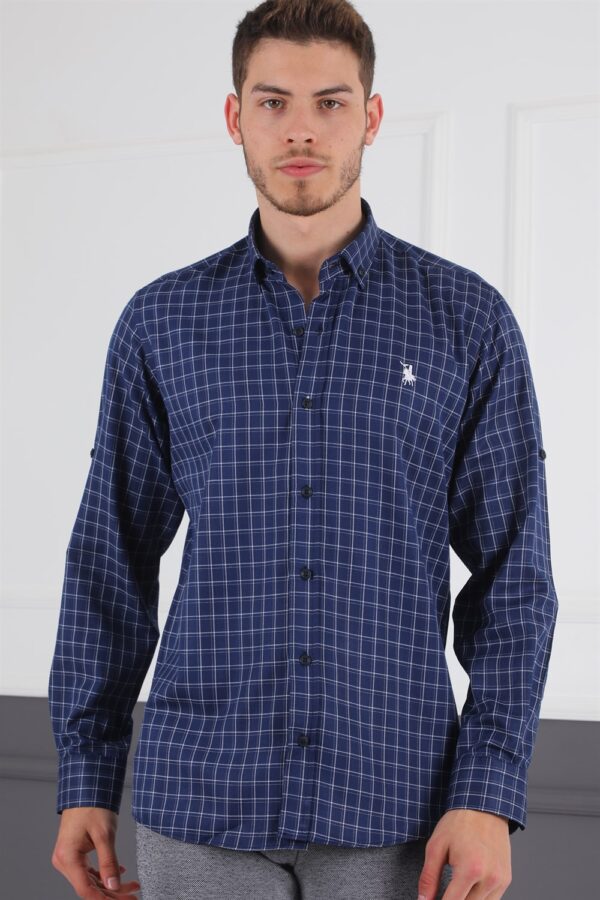 G720 DEWBERRY MEN'S SHIRT-NAVY BLUE - WHITE