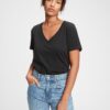 GAP Black Women's T-Shirt Organic Vintage V-neck