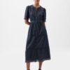 GAP Denim Midi Dress with Lace - Women's