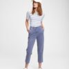 GAP Kalhoty magas emelkedés egyenes khaki