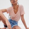 GAP Ľanové T-shirt with short sleeve - Women