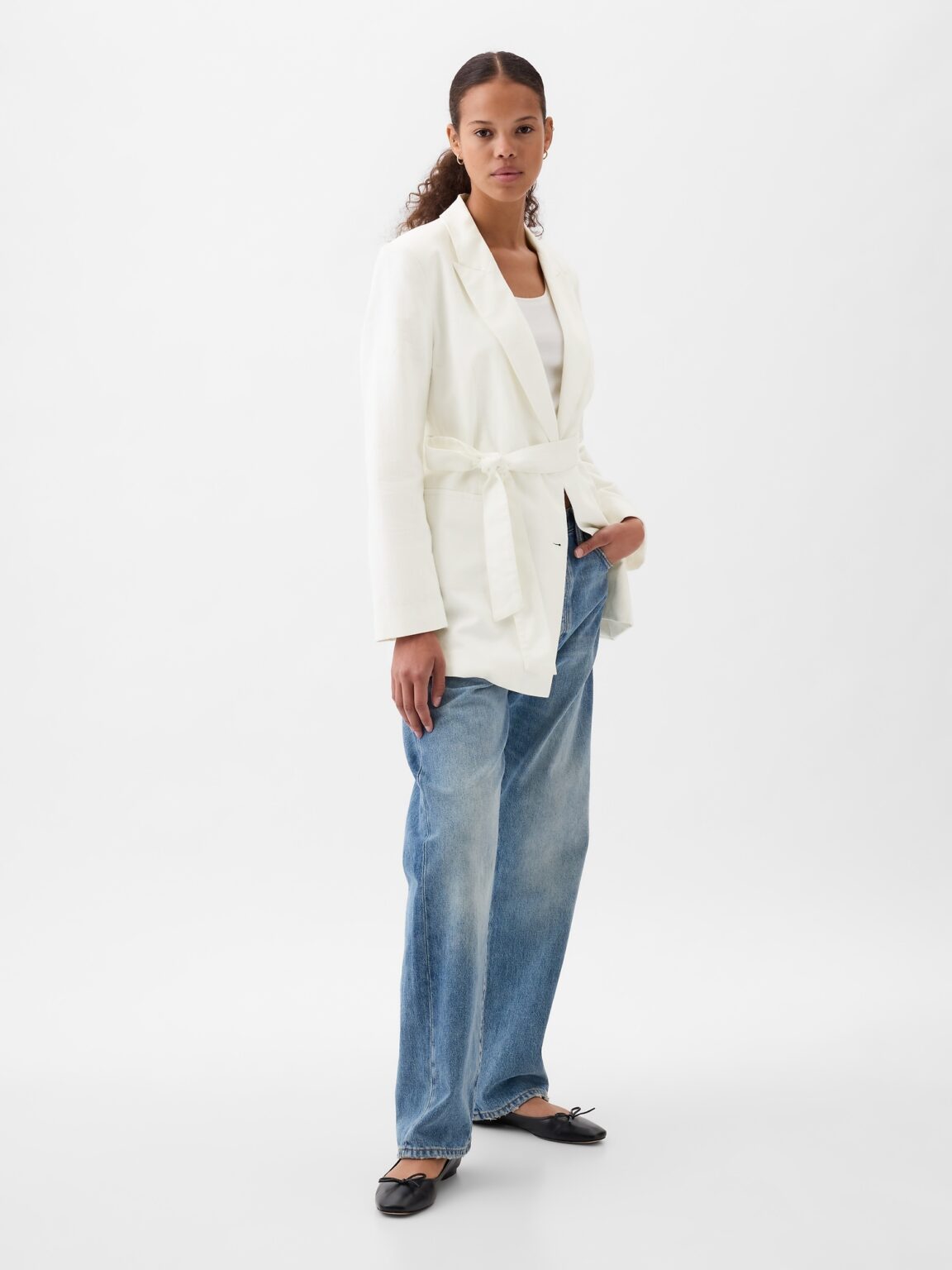 GAP Linen Blazer with Belt - Women
