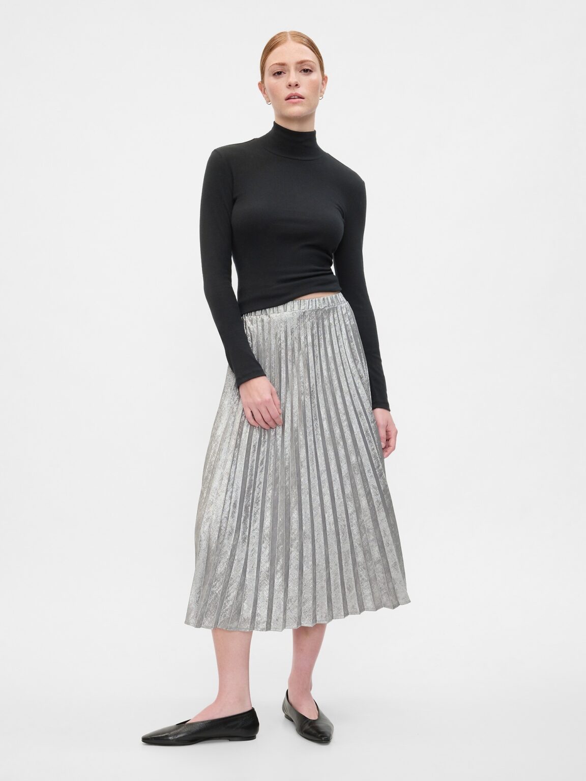 GAP Metallic pleated midi skirt - Women's