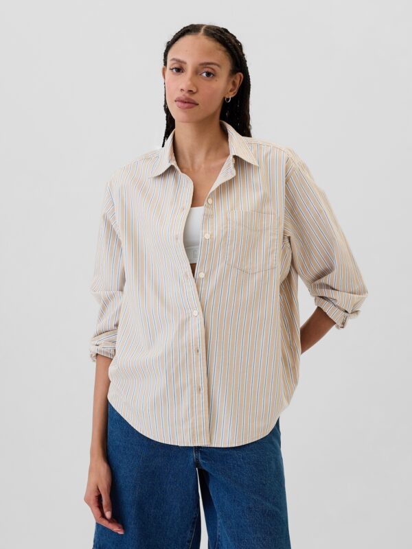 GAP Striped Oversize Shirt Poplin Big Shirt - Women's