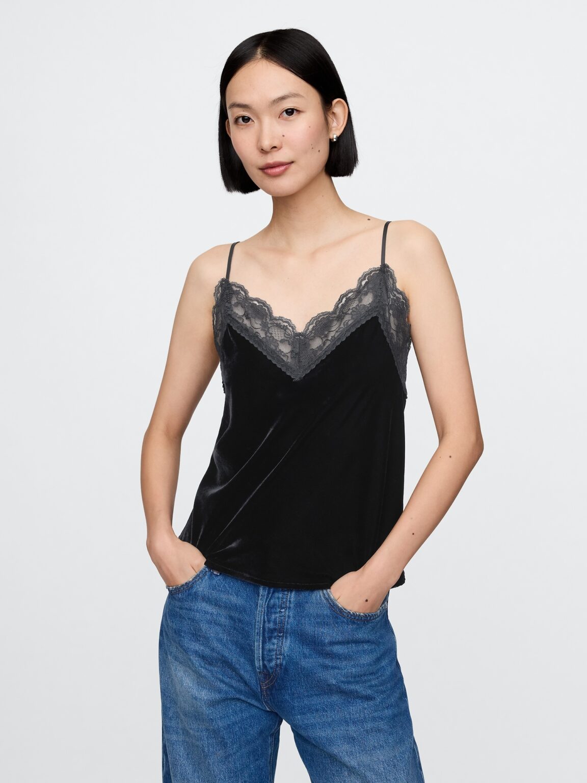 GAP Velvet tank top with lace - Women's