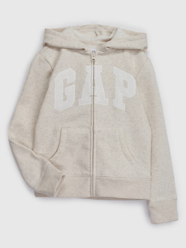 GAP gyermek pulóver logo Zip Kapucnis pulóver a gyapjú