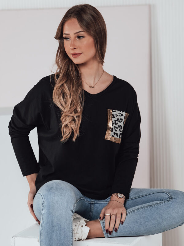GLAMZONE női oversize blúz nyomtatással fekete Dstreet