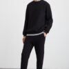 GRIMELANGE Adens Men's Regular Organic Cotton Premium Fabric Raised Elastic Leg Black Sweatpants