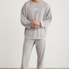 GRIMELANGE Alex Men's Knitted Crew Neck Relaxed Fit Elasticated Leg Light Gray Tracksuit Set