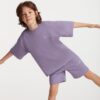 GRIMELANGE Bogota Knitted Comfort Fit Tracksuit Set Embroidered/Embroidered Purple Round Nec