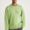 GRIMELANGE Casper Men's Zipper Pocket Round Neck Green Sweatshir