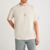 GRIMELANGE Denver Men's Printed Detail Oversize Crew Neck Short Sleeve 100% Organic Cotton Stone Color T-shir