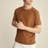 GRIMELANGE ENZO férfi barna velúr Basic Slim Fit póló