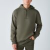 GRIMELANGE Epic Men's Soft Fabric Hooded Drawstring Regular Fit Embroidered Khaki Sweatshirt