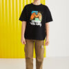 GRIMELANGE Jery Boys 100% Cotton Printed Short Sleeve Black T-shirt