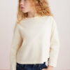 GRIMELANGE Nicola Girl's 100% Cotton Long Sleeve Crew Neck Crop Ecru T-shir