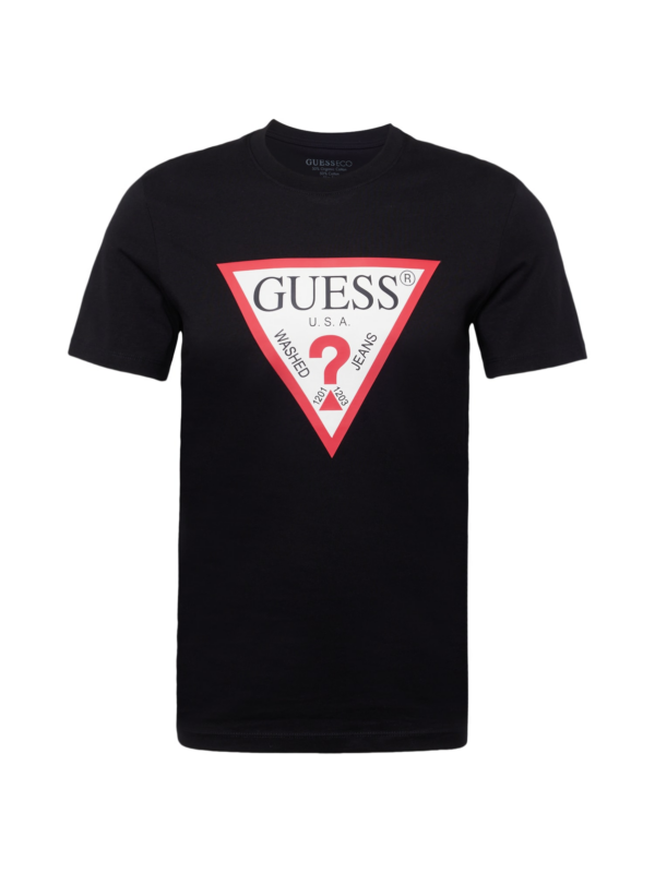 GUESS Póló  rikító piros / fekete / gyapjúfehér-Ár