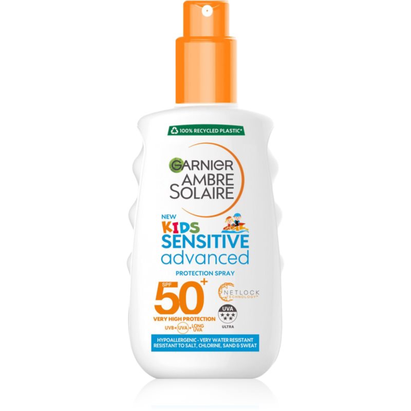 Garnier Ambre Solaire Advanced Sensitive Kids Naptej spray formában SPF 50+ 200 ml-ár