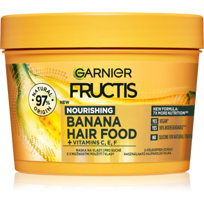 Garnier Fructis Banana Hair Food tápláló hajpakolás száraz hajra 390 ml-Eredeti
