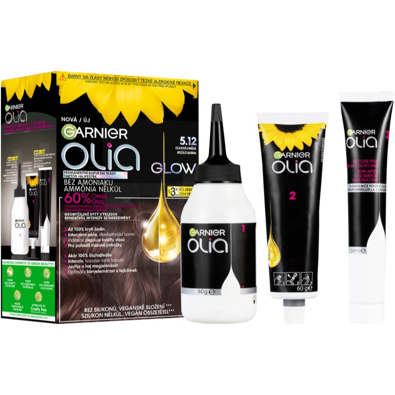 Garnier Olia Big Kit tartós hajfesték árnyalat 5.12 Iridescent Brown 1 db-Ár