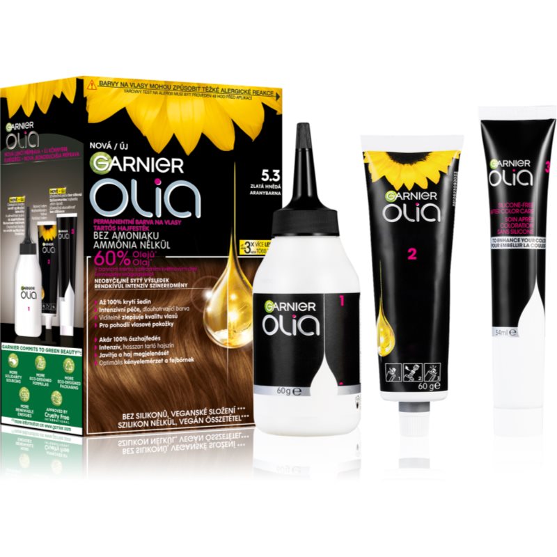 Garnier Olia Big Kit tartós hajfesték árnyalat 5.3 Golden Brown 1 db-Ár