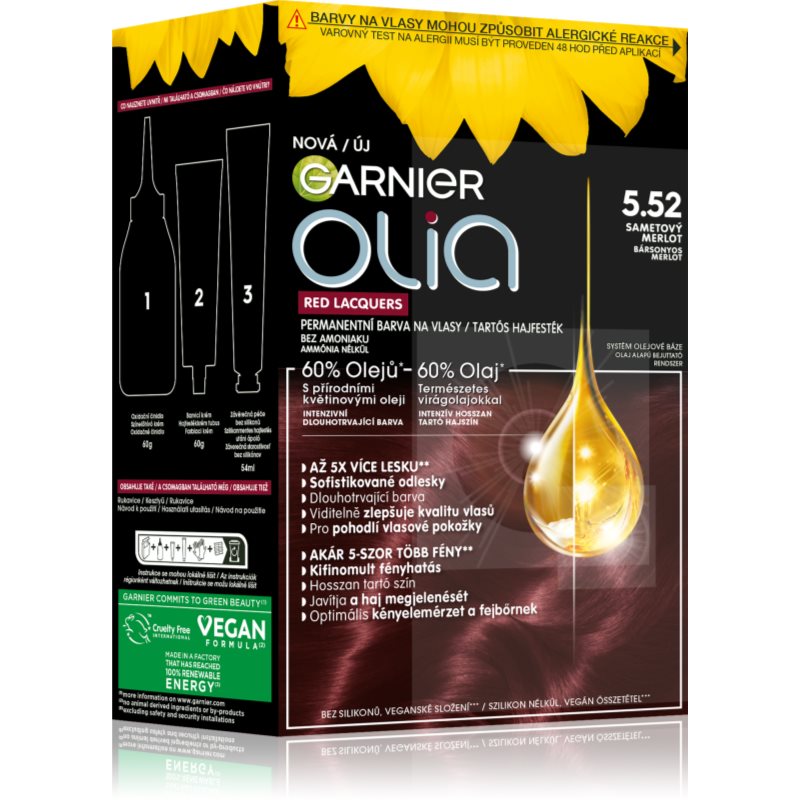 Garnier Olia Big Kit tartós hajfesték árnyalat 5.52 Glassy Merlot 1 db-ár