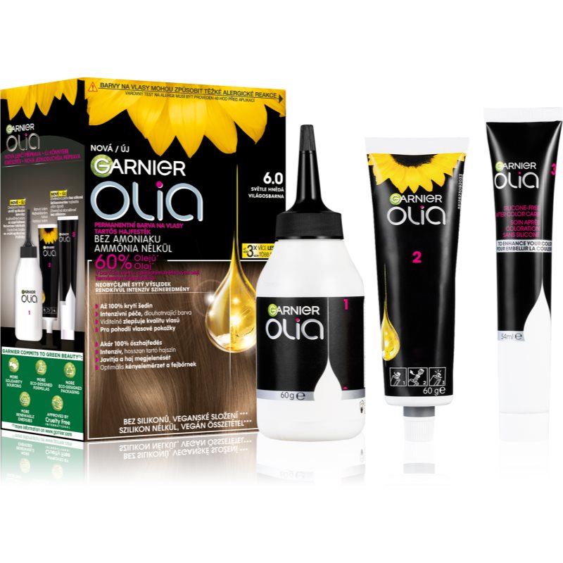 Garnier Olia Big Kit tartós hajfesték árnyalat 6.0 Light Brown 1 db-Ár