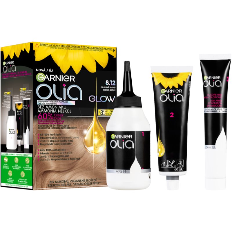 Garnier Olia Big Kit tartós hajfesték árnyalat 8.12 Iridescent Blonde 1 db-Ár