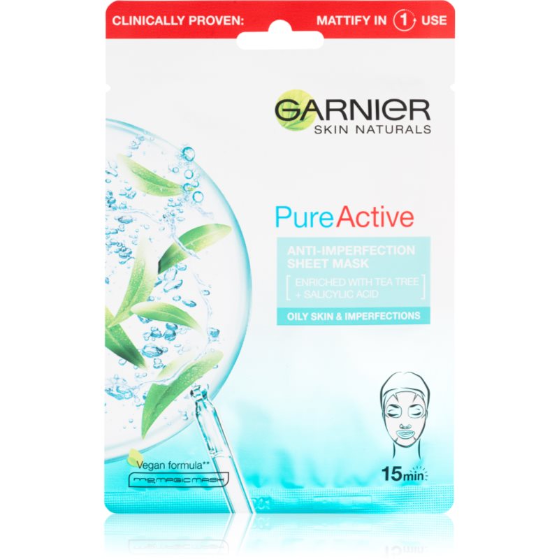 Garnier Skin Naturals Pure Active szövet arcmaszk tisztító hatással 28 g-Ár