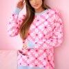 Geometric motif sweater light pink