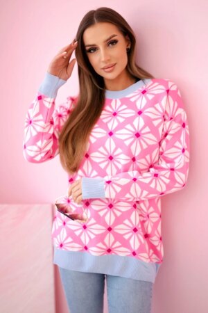 Geometric motif sweater light pink