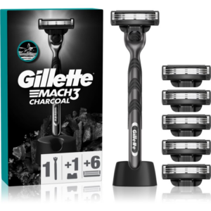 Gillette Mach3 Charcoal borotva állvánnyal + cserepenge 6 db-Ár