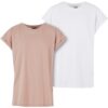 Girls' Extended Shoulder Tee T-Shirt - 2 Pack White+Pink