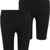 Girls' High Waist Cycling Shorts 2-Pack Black+Black