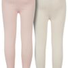 Girls' Jersey Leggings 2-Pack Pink/White Sand
